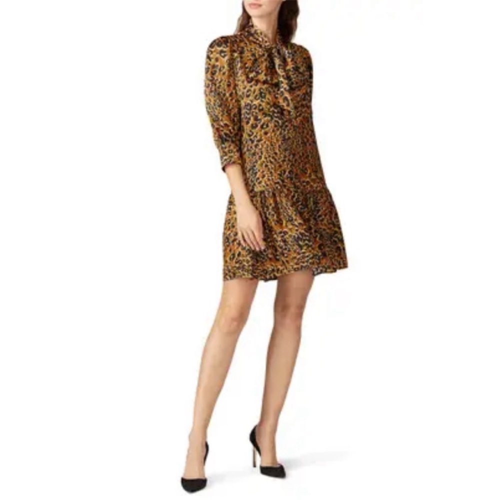 Hunter Bell Silk Leopard Keely Dress Ruffle XL